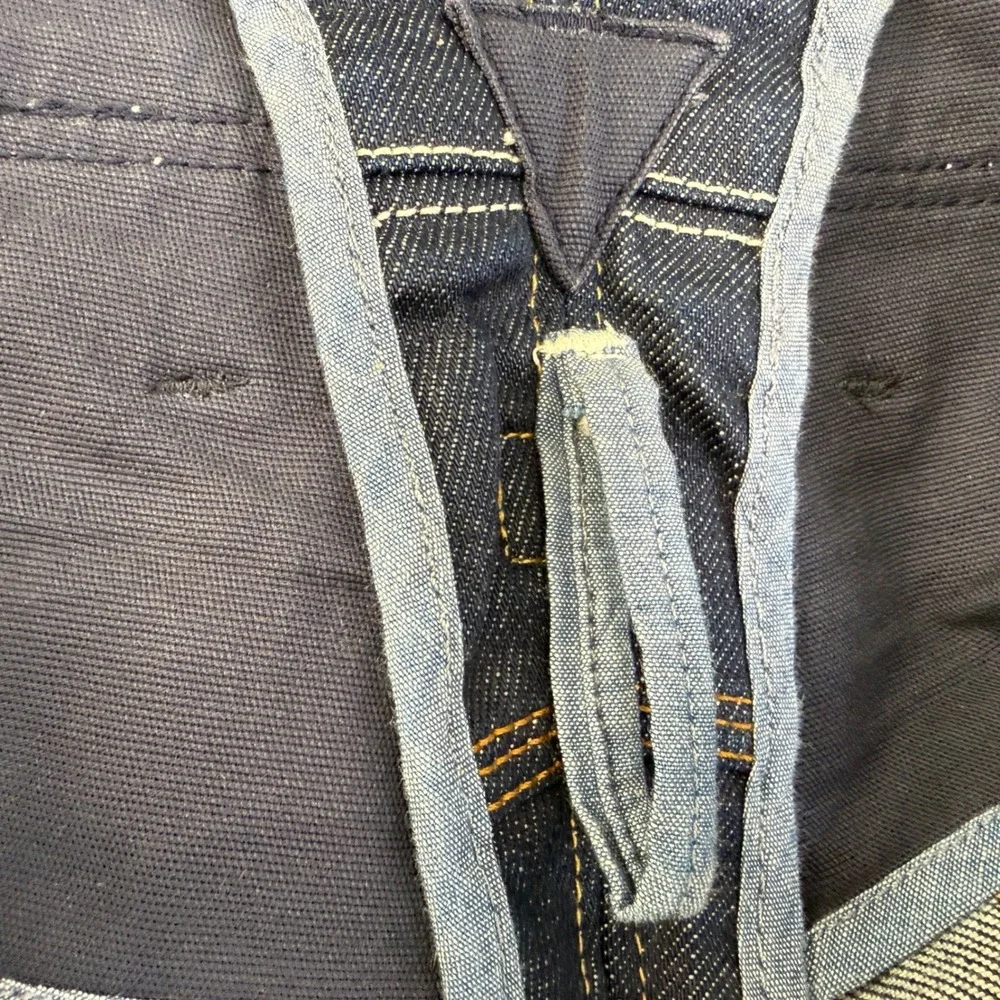 G Star Raw 30 Y Jeans Dark Wash Moto Double Knee Leather Trim Men's Size‎ 32x28